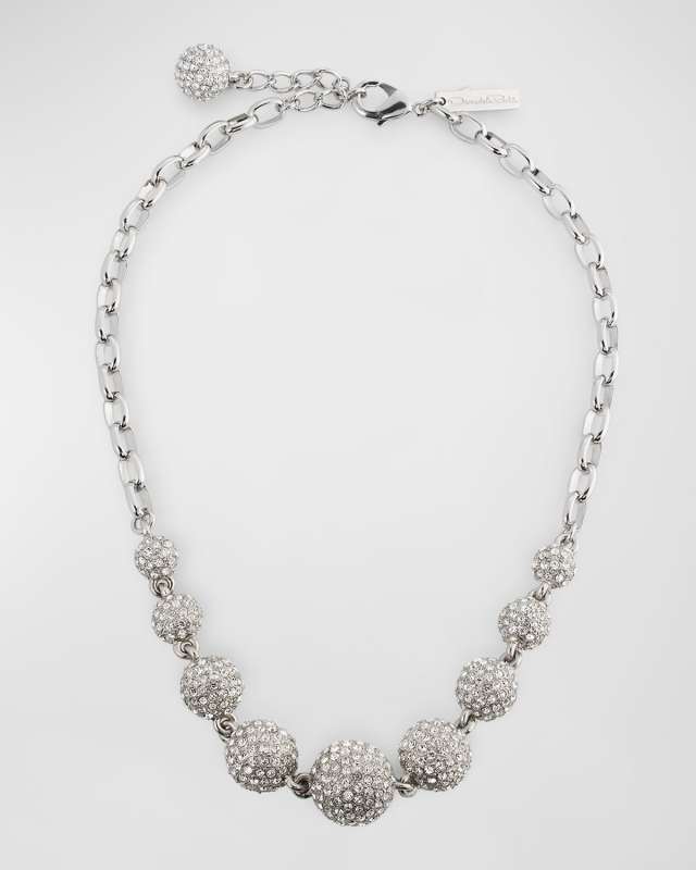 Rhinestone Ball Necklace, 17.5"L